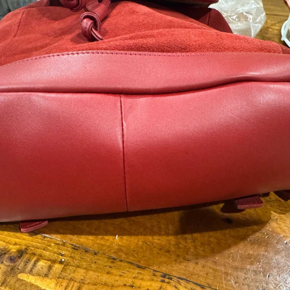 LL bean suede Red Women's Backpack bag - Picture 2 of 6